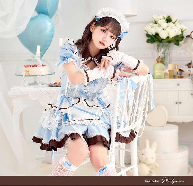 【即日発送】【佐藤ノア着用】ブーケリボンジュエルブルーメイド《ホワイトデーコスプレ11点セット》【Malymoon/マリームーン】【CS25156-2】