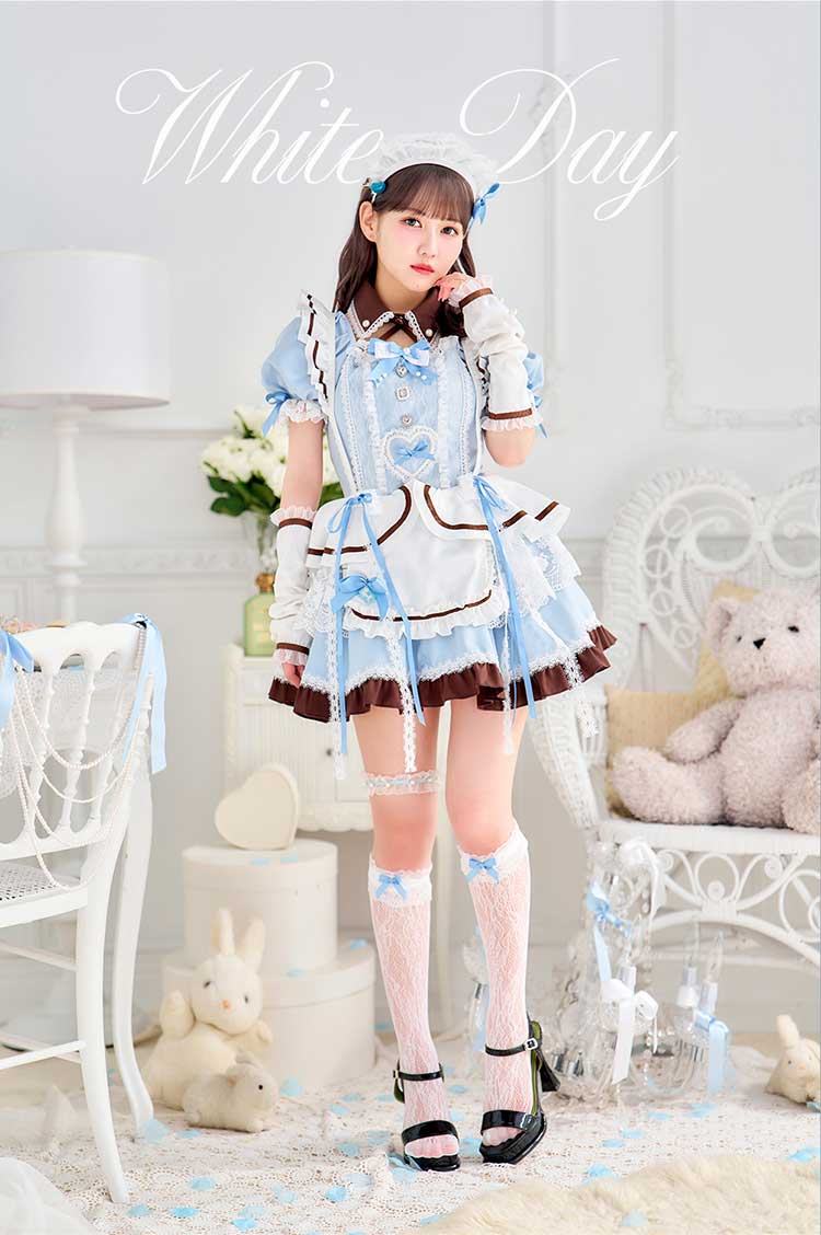 【即日発送】【佐藤ノア着用】ブーケリボンジュエルブルーメイド《ホワイトデーコスプレ11点セット》【Malymoon/マリームーン】【CS25156-2】