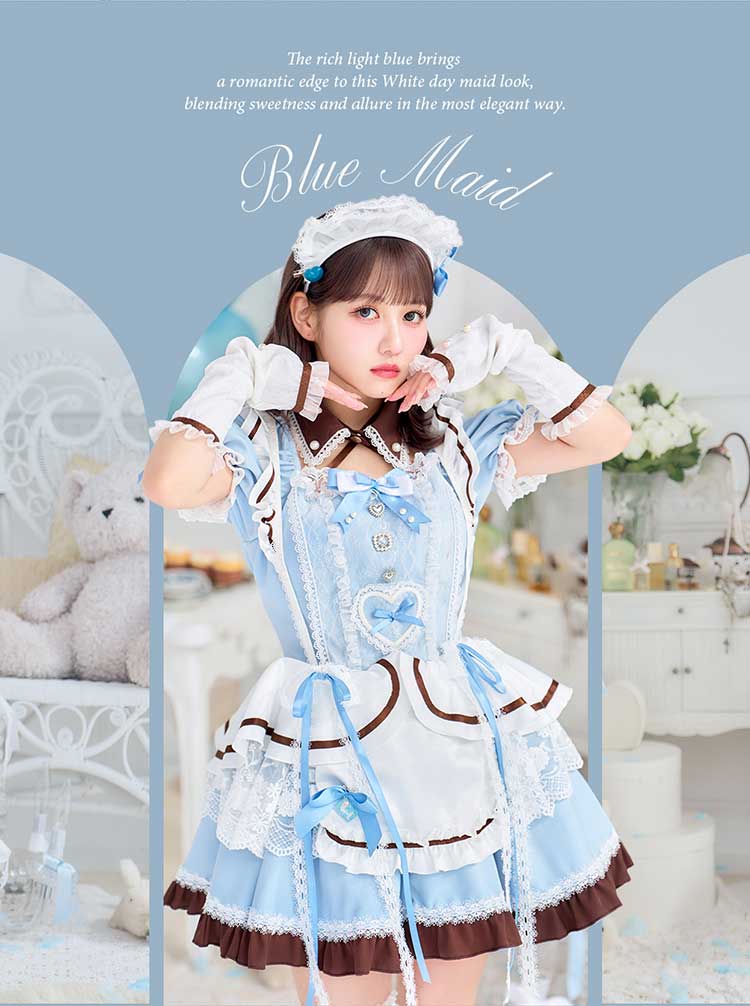 【即日発送】【佐藤ノア着用】ブーケリボンジュエルブルーメイド《ホワイトデーコスプレ11点セット》【Malymoon/マリームーン】【CS25156-2】