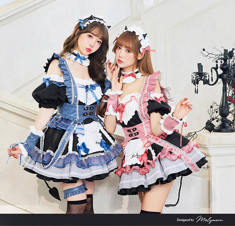 即日発送】サキュバスポップハーネスメイド 《ハロウィンコスプレ12点