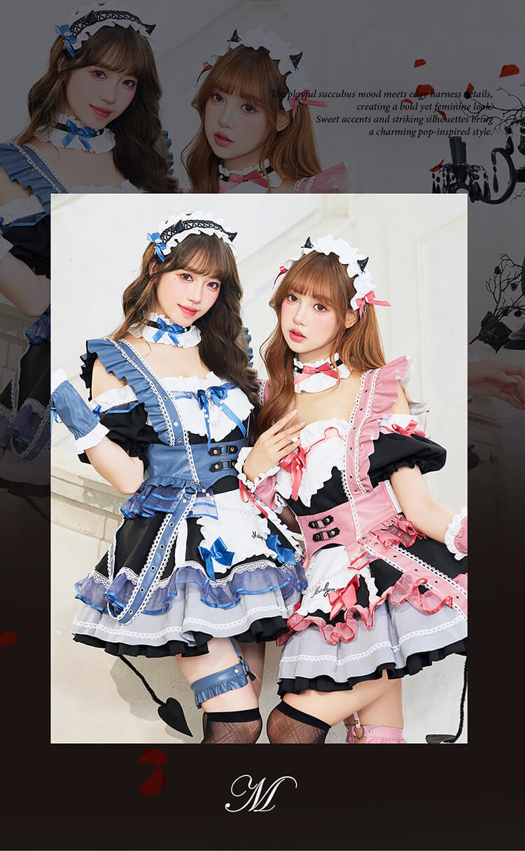 即日発送】サキュバスポップハーネスメイド 《ハロウィンコスプレ12点