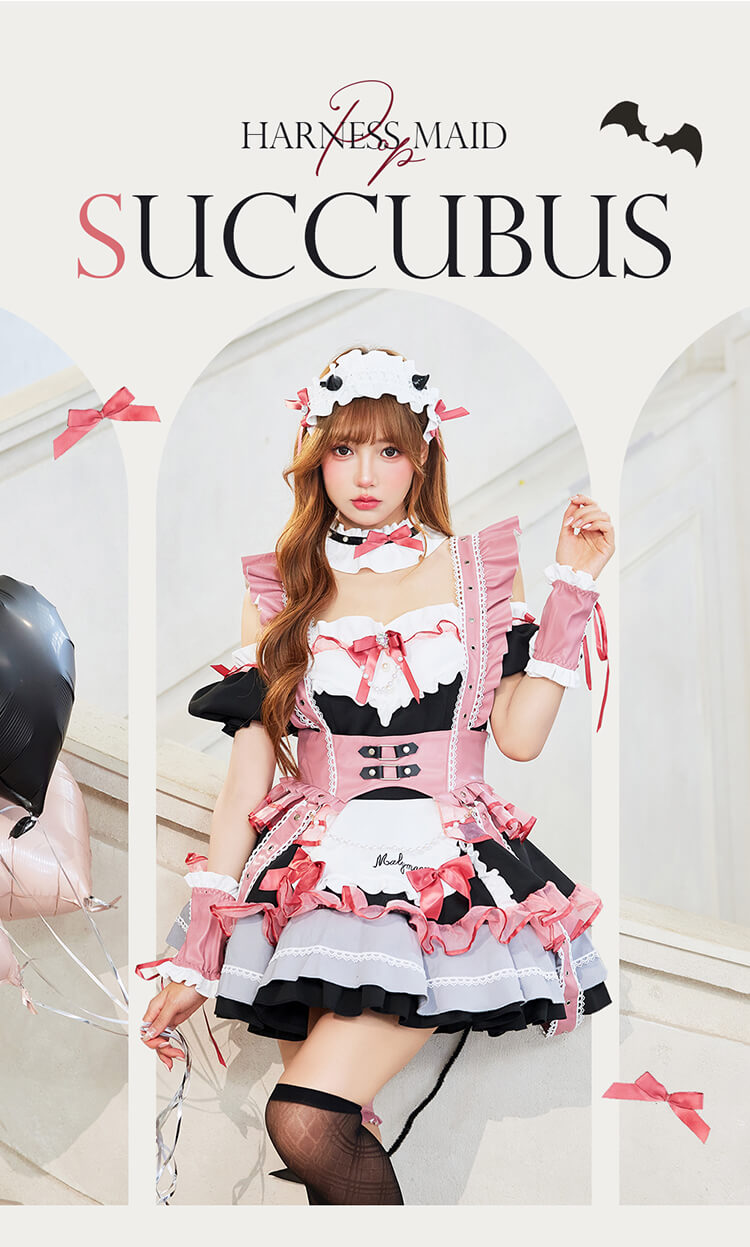 【即日発送】サキュバスポップハーネスメイド 《ハロウィンコスプレ12点セット》【Malymoon/マリームーン】【CS26020】