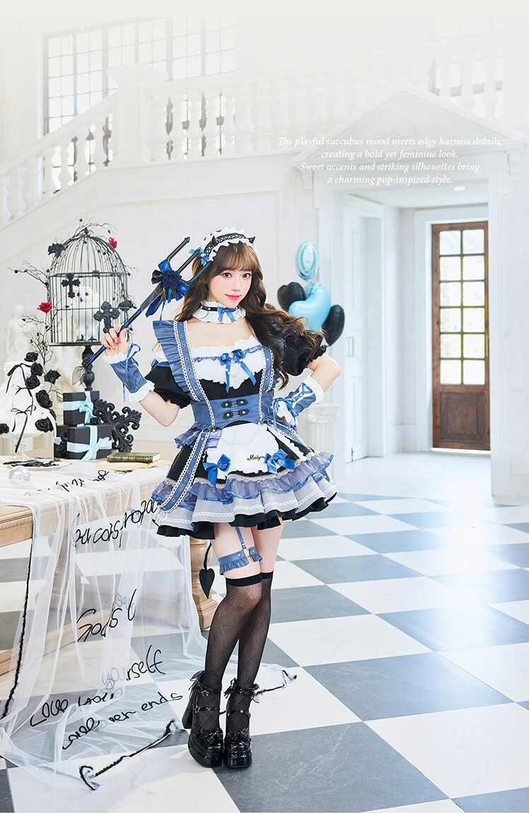 【即日発送】サキュバスポップハーネスメイド 《ハロウィンコスプレ12点セット》【Malymoon/マリームーン】【CS26020】