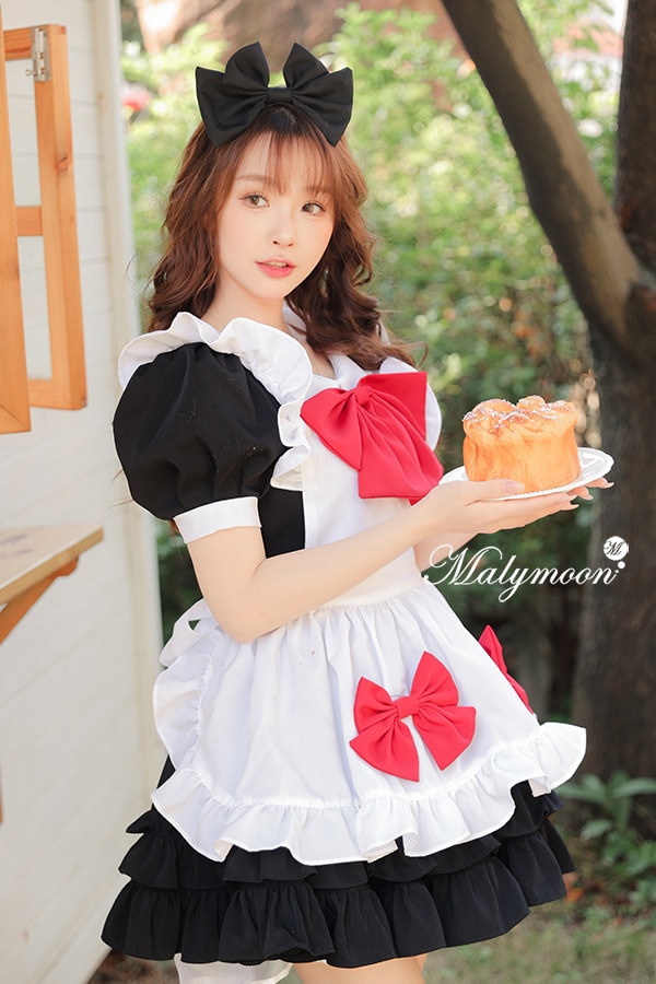 【取り寄せ】【レビュー投稿で白ニーハイプレゼント】完全受注オーダー高級メイド服《かわいいコスプレ3点セット》【odrm8180】