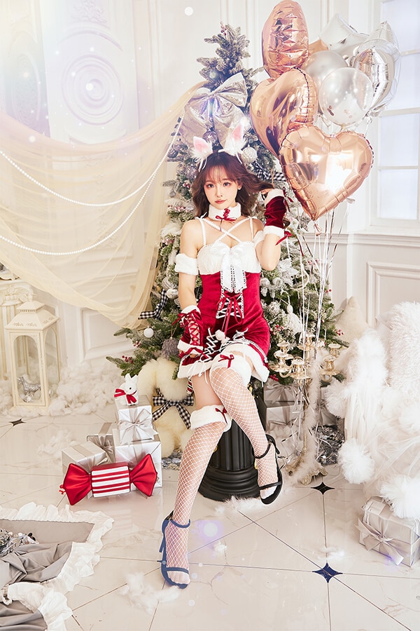 【1~3営業日で発送】スイートバニーフレーバーサンタドレス《クリスマスコスプレ8点セット》【Malymoon/マリームーン】【10016】