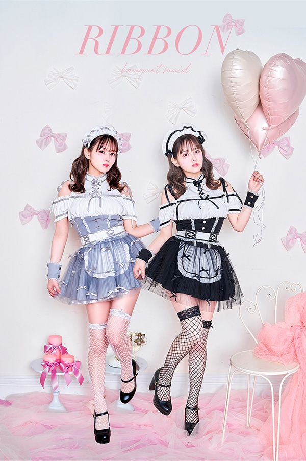 【即日発送】【佐藤ノア着用】リボンブーケメイド《オリジナルコスプレ4点セット》【Malymoon/マリームーン】【9985】