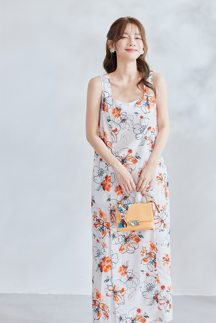 【2～3営業日で発送】橙ペイントフラワー2way浴衣《浴衣4点セット》【Malymoon/マリームーン】【YK2510309】