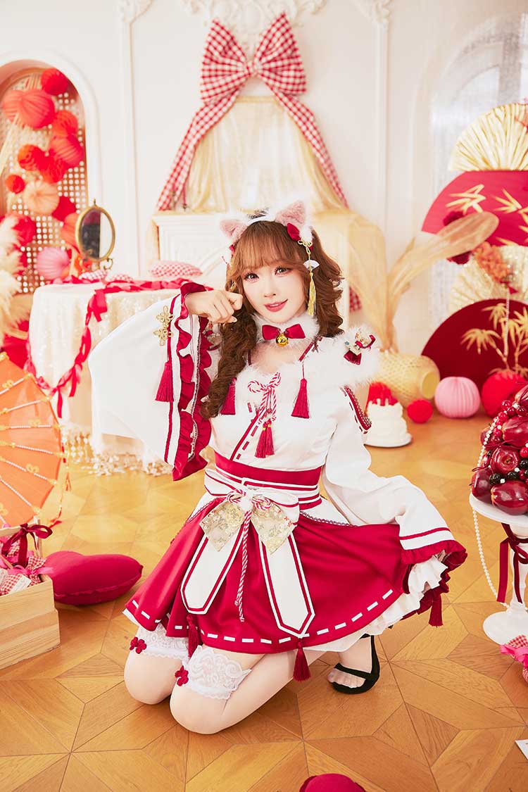 【予約-12月中旬頃より順次発送予定】ピュアリィファー巫女キャット《オリジナルコスプレ9点セット》【Malymoon/マリームーン】【CS25172】