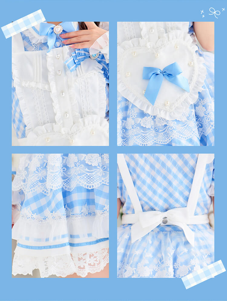 【即日発送】【佐藤ノア着用】ブルーチェックリボンドールメイド《ホワイトデーコスプレ12点セット》【Malymoon/マリームーン】【CS25161-2】