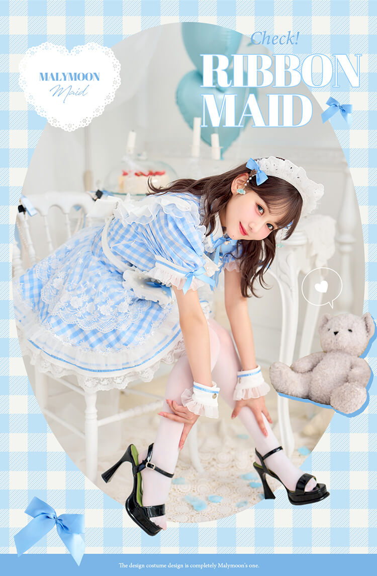 即日発送】【佐藤ノア着用】ブルーチェックリボンドールメイド