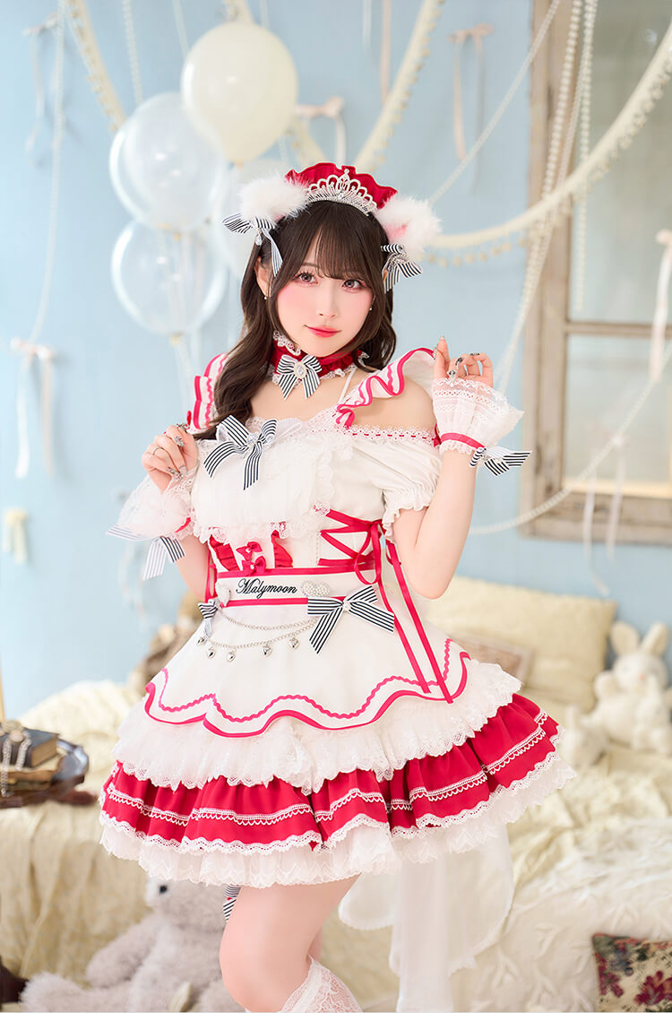 【予約-10月15日頃より順次発送予定】【きゅるりんってしてみて着用】パレットハートクラウンキャットメイド《ハロウィンコスプレ16点セット》【Malymoon/マリームーン】【CS26120-2】
