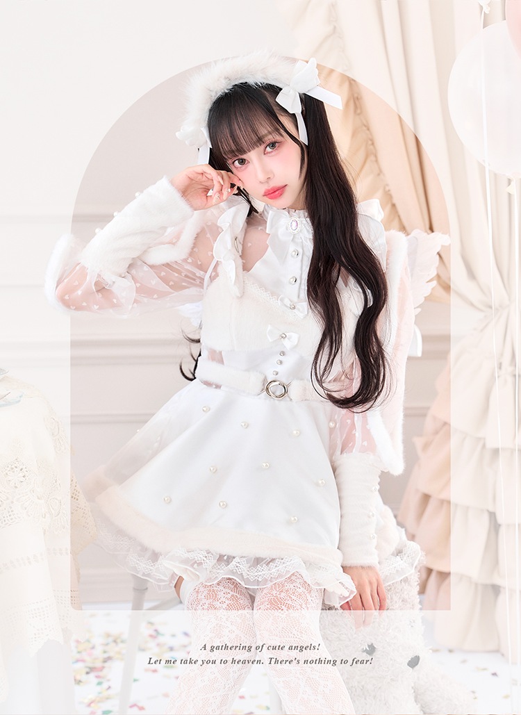 【即日発送】【中村里砂着用】《エンジェル&デビル》ミスティフェザードレス《ハロウィンコスプレ8点セット》【Malymoon/マリームーン】【CS25009-2】