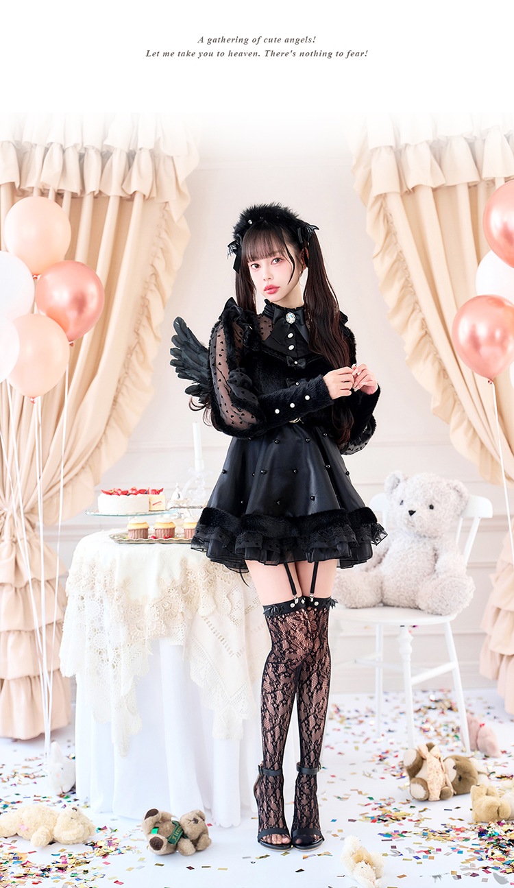 【即日発送】【中村里砂着用】《エンジェル&デビル》ミスティフェザードレス《ハロウィンコスプレ8点セット》【Malymoon/マリームーン】【CS25009-2】