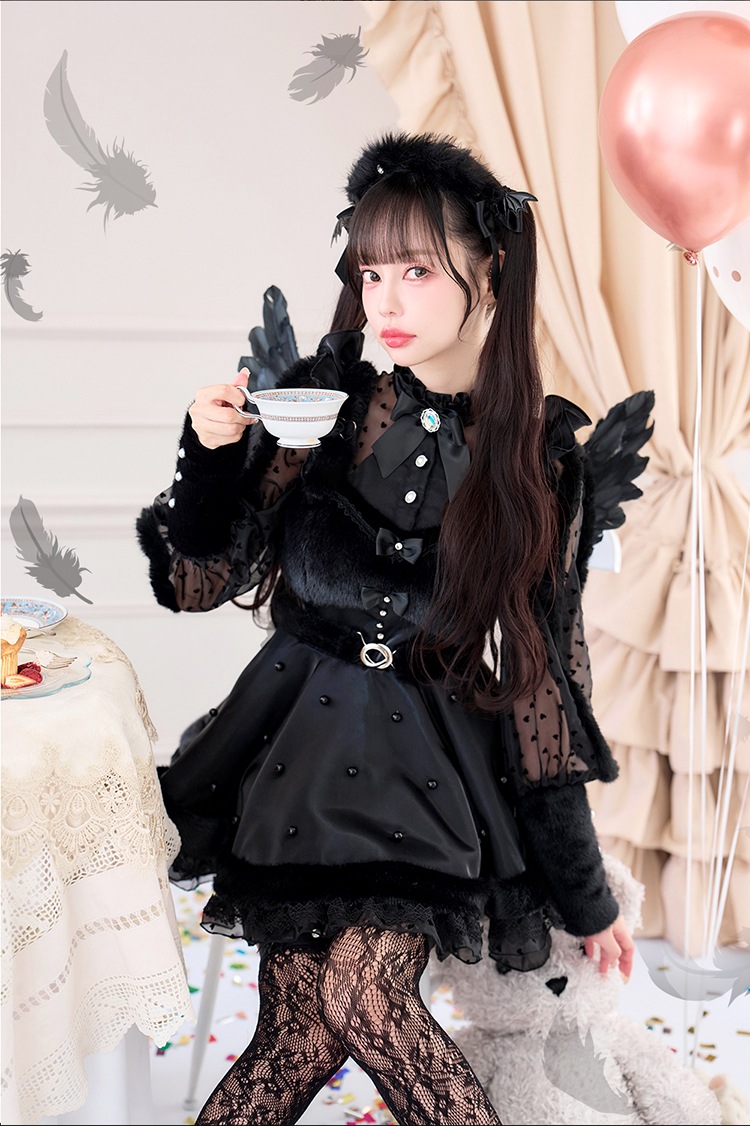 【即日発送】【中村里砂着用】《エンジェル&デビル》ミスティフェザードレス《ハロウィンコスプレ8点セット》【Malymoon/マリームーン】【CS25009-2】