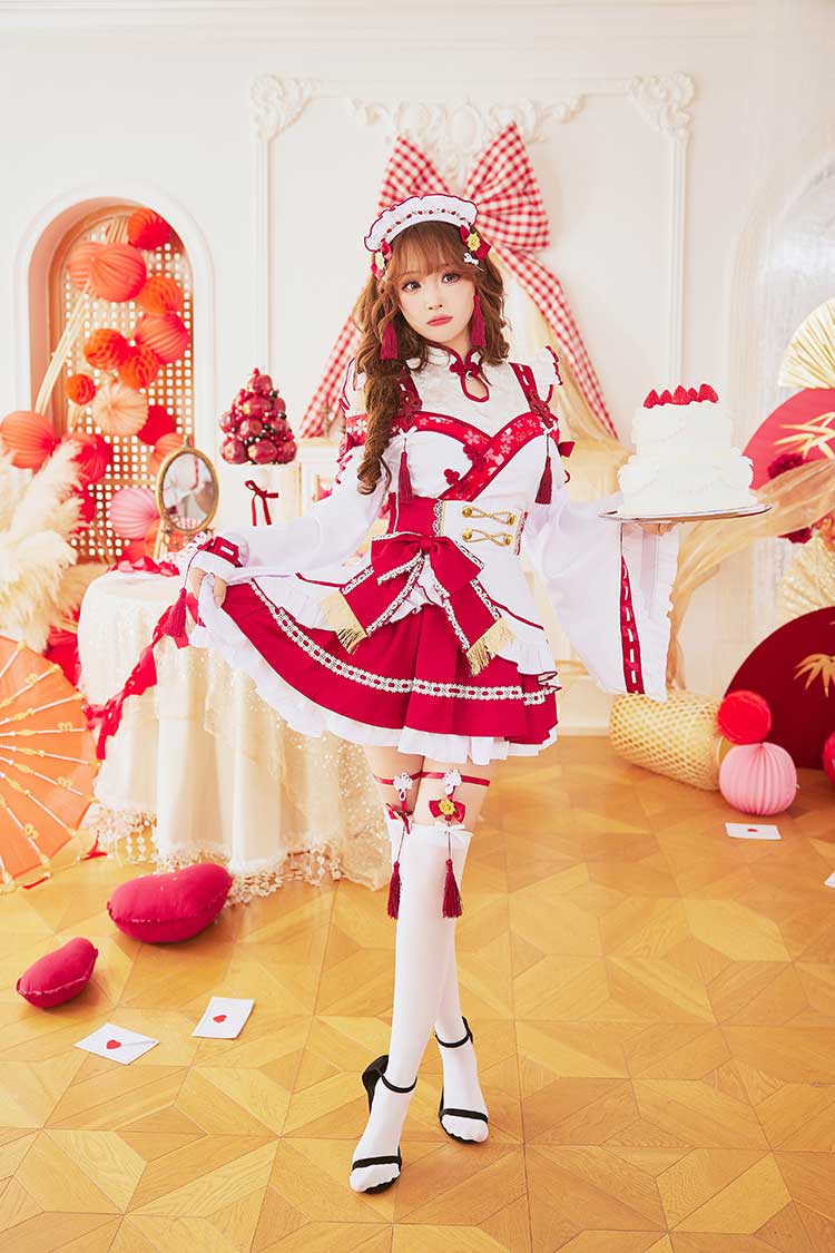 即日発送】ブルームルージュ巫女メイド《オリジナルコスプレ6点セット