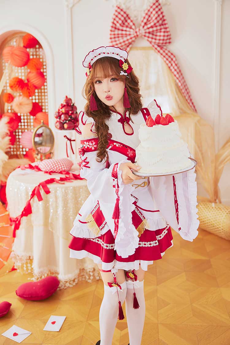 【予約-12月中旬頃より順次発送予定】ブルームルージュ巫女メイド《オリジナルコスプレ6点セット》【Malymoon/マリームーン】【CS25173】