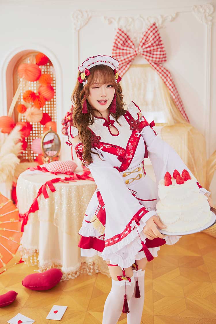 【予約-12月中旬頃より順次発送予定】ブルームルージュ巫女メイド《オリジナルコスプレ6点セット》【Malymoon/マリームーン】【CS25173】