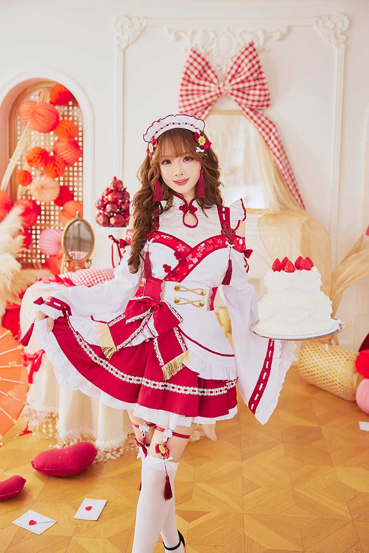 【予約-12月中旬頃より順次発送予定】ブルームルージュ巫女メイド《オリジナルコスプレ6点セット》【Malymoon/マリームーン】【CS25173】