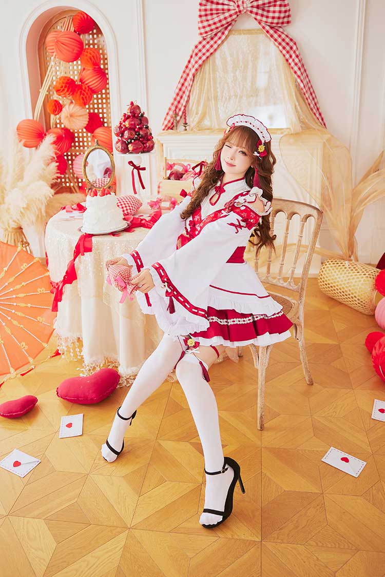 【予約-12月中旬頃より順次発送予定】ブルームルージュ巫女メイド《オリジナルコスプレ6点セット》【Malymoon/マリームーン】【CS25173】