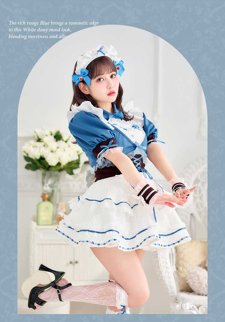 【即日発送】【佐藤ノア着用】ディープブルーロイヤルレースメイド《ホワイトデーコスプレ13点セット》【Malymoon/マリームーン】【CS25164-2】