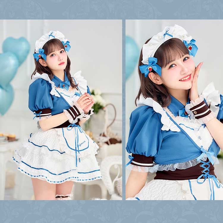 【即日発送】【佐藤ノア着用】ディープブルーロイヤルレースメイド《ホワイトデーコスプレ13点セット》【Malymoon/マリームーン】【CS25164-2】
