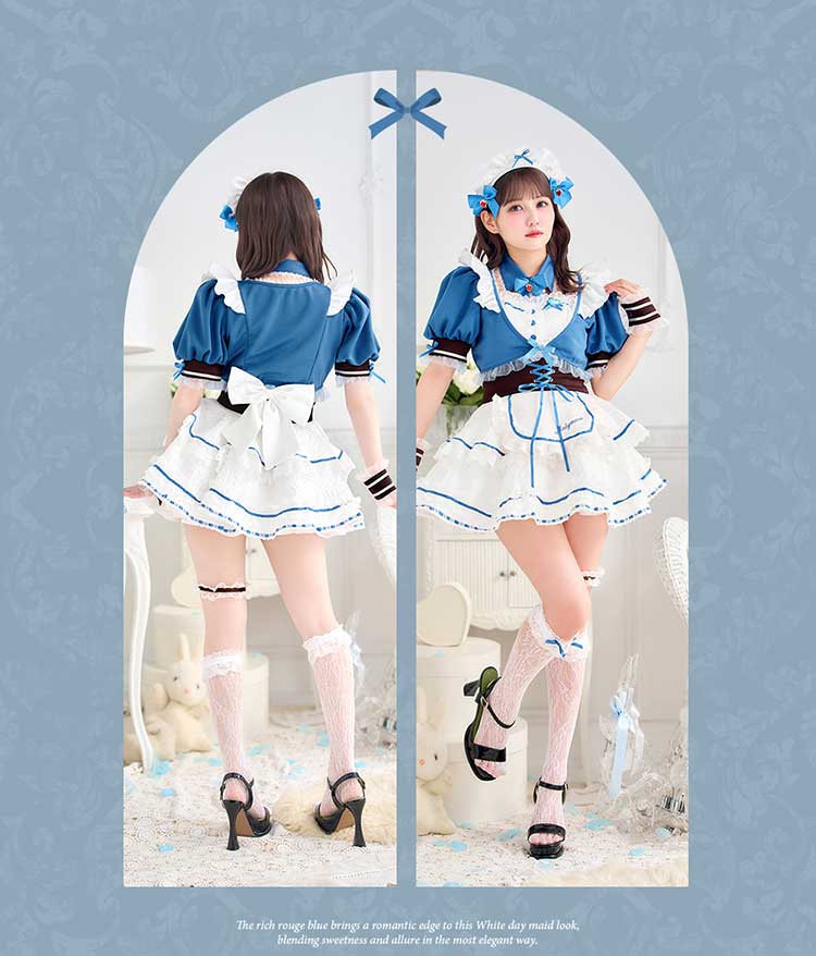 【即日発送】【佐藤ノア着用】ディープブルーロイヤルレースメイド《ホワイトデーコスプレ13点セット》【Malymoon/マリームーン】【CS25164-2】