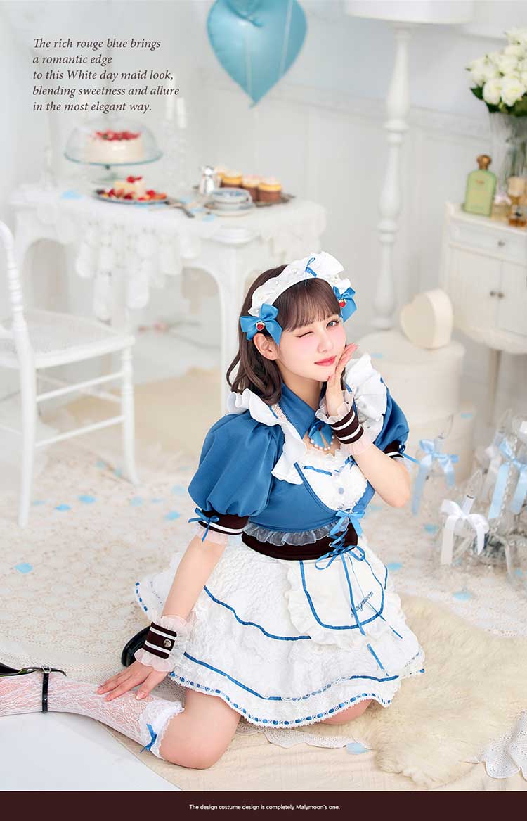 【即日発送】【佐藤ノア着用】ディープブルーロイヤルレースメイド《ホワイトデーコスプレ13点セット》【Malymoon/マリームーン】【CS25164-2】