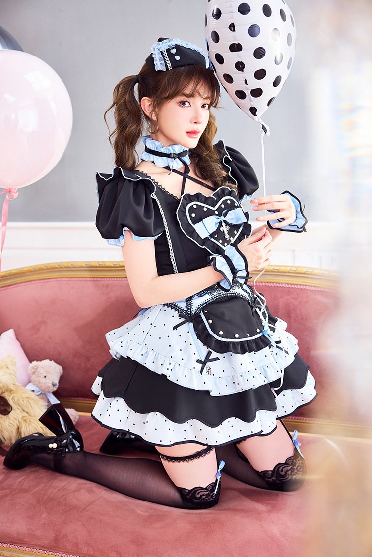 即日発送】ドッティハートメイド《オリジナルコスプレ12点セット