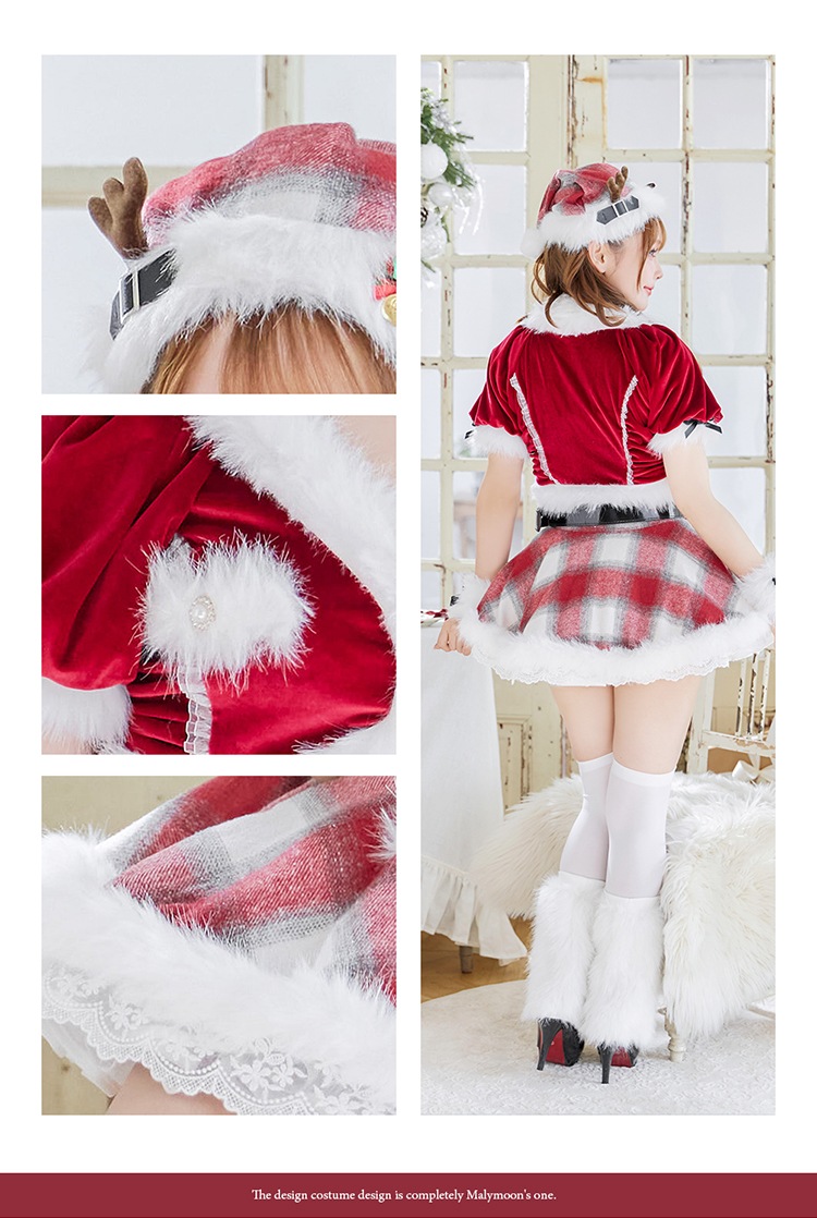 【即日発送】ロゼチェックビジューライントナカイ《クリスマスコスプレ11点セット》【Malymoon/マリームーン】【CS25051-2】