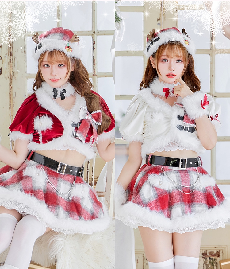 【即日発送】ロゼチェックビジューライントナカイ《クリスマスコスプレ11点セット》【Malymoon/マリームーン】【CS25051-2】