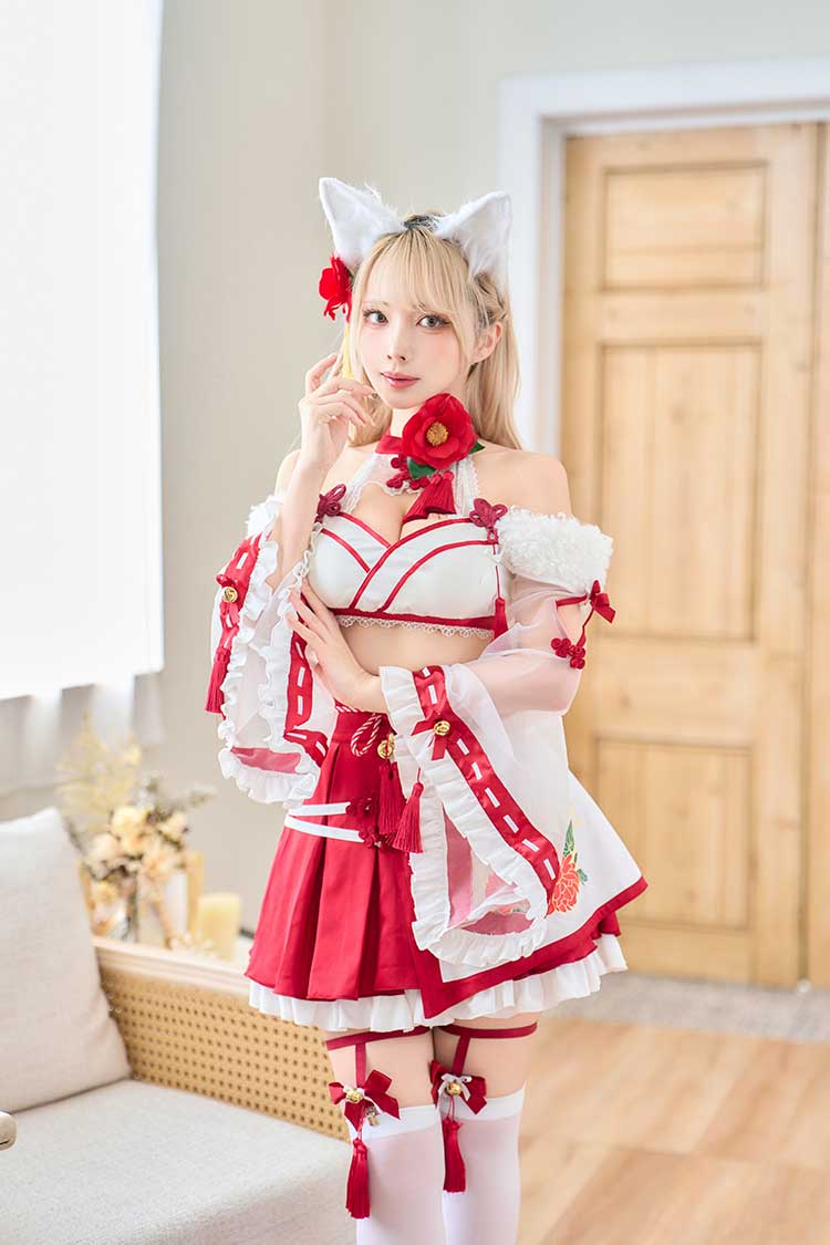 【即日発送】カメリアシアー狐巫女《オリジナルコスプレ9点セット》【Malymoon/マリームーン】【CS25174】