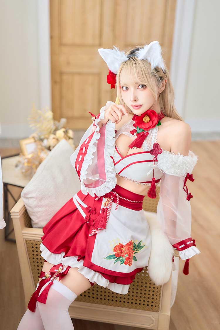 【即日発送】カメリアシアー狐巫女《オリジナルコスプレ9点セット》【Malymoon/マリームーン】【CS25174】