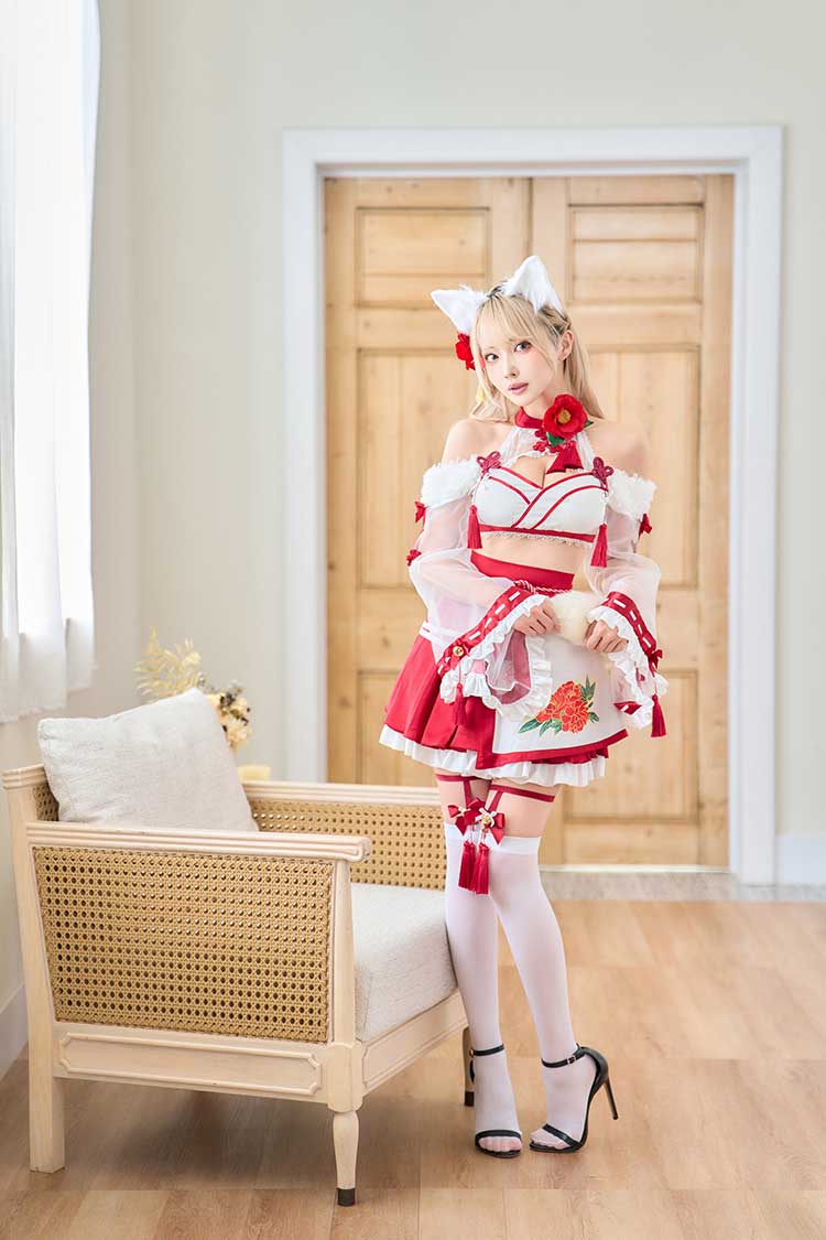 即日発送】カメリアシアー狐巫女《オリジナルコスプレ9点セット