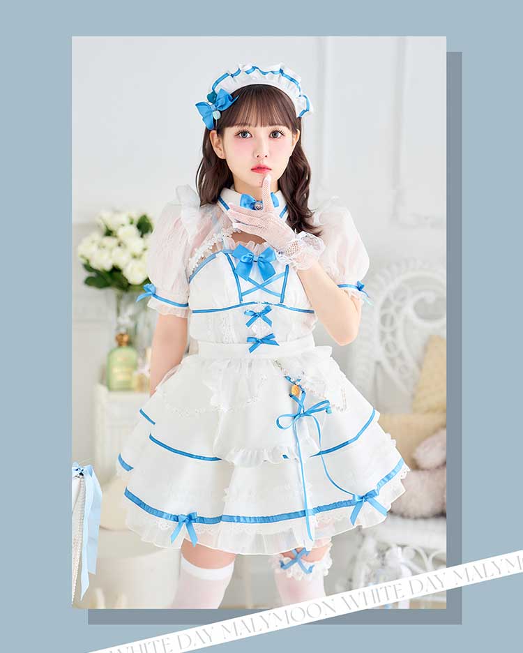 MALYMOON コスプレ衣装 ホワイト/ブルー 12点セット MALYMOON コスプレ衣装 ホワイト/ブルー 12点セット
