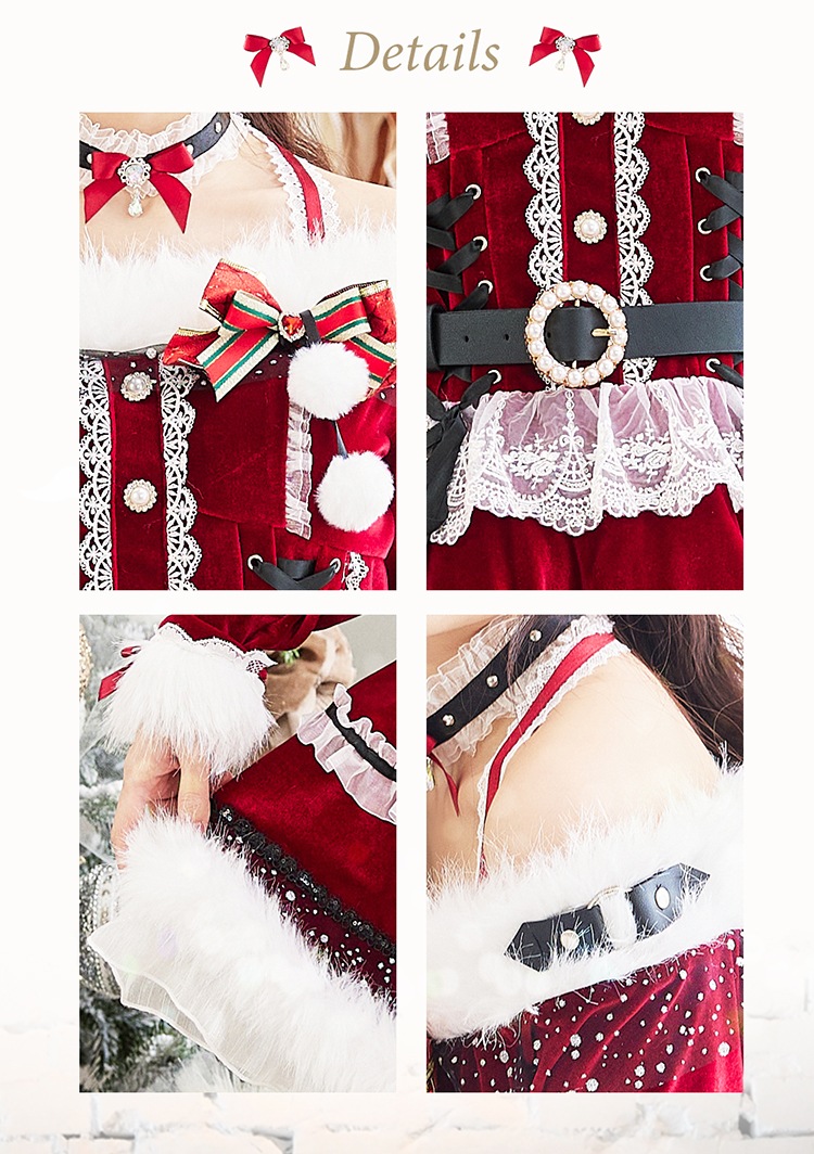 【即日発送】【藤咲凪着用】オフショルダープリンセスラインサンタ《クリスマスコスプレ7点セット》【Malymoon/マリームーン】【CS25055】