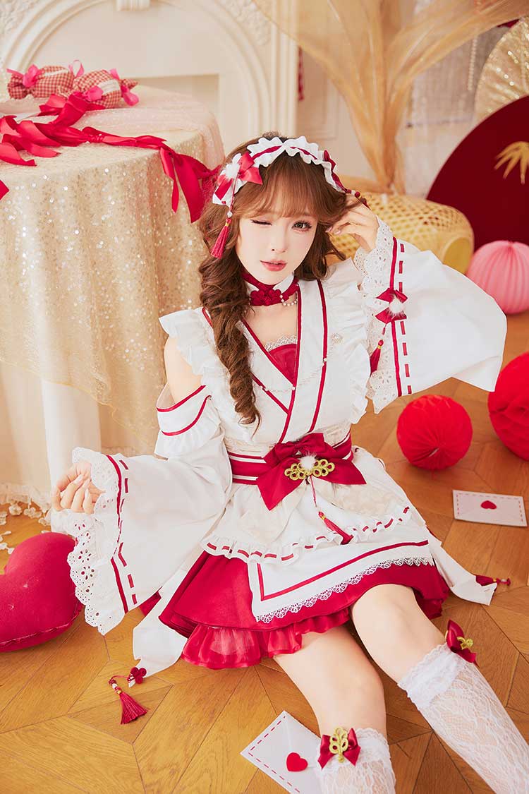 【予約-12月中旬頃より順次発送予定】ホワイトフリリー巫女ドール《オリジナルコスプレ6点セット》【Malymoon/マリームーン】【CS25175】