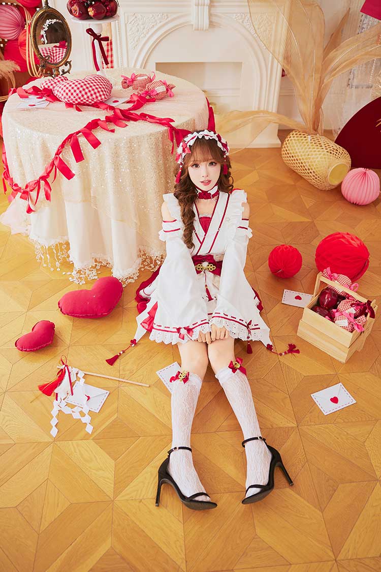 【予約-12月中旬頃より順次発送予定】ホワイトフリリー巫女ドール《オリジナルコスプレ6点セット》【Malymoon/マリームーン】【CS25175】