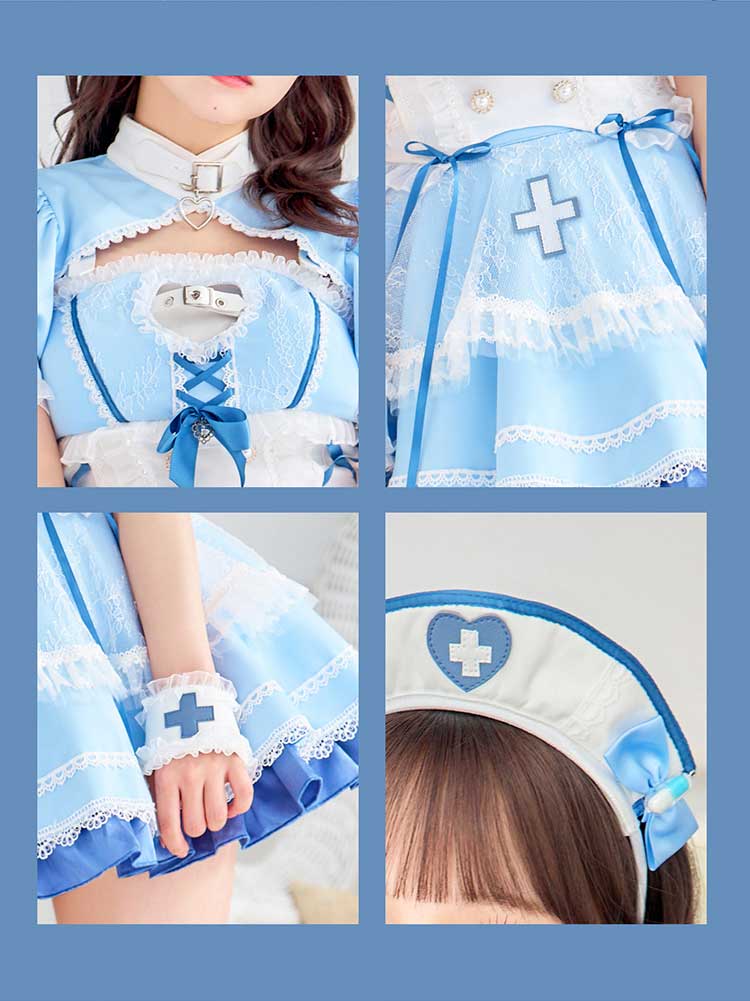 【即日発送】【佐藤ノア着用】ラブキュアブルーベリーナース《ホワイトデーコスプレ7点セット》【Malymoon/マリームーン】【CS25171-2】