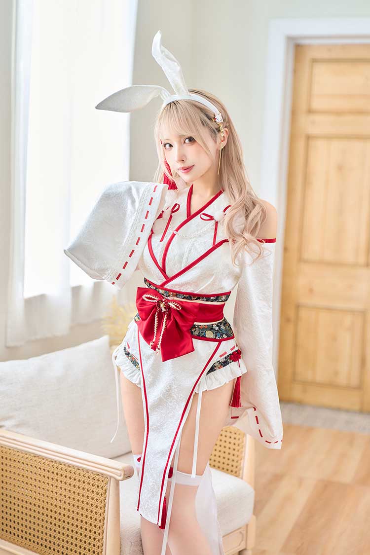 【即日発送】ロングスリット巫女バニー《オリジナルコスプレ9点セット》【Malymoon/マリームーン】【CS25176】