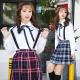【odr】JK制服/チェック柄プリーツスカート女子高生（長袖）サスペンダー《ハロウィンコスプレ4点セット》【Malymoon/マリームーン】【odr6722】|女子高生・制服(school-unifo