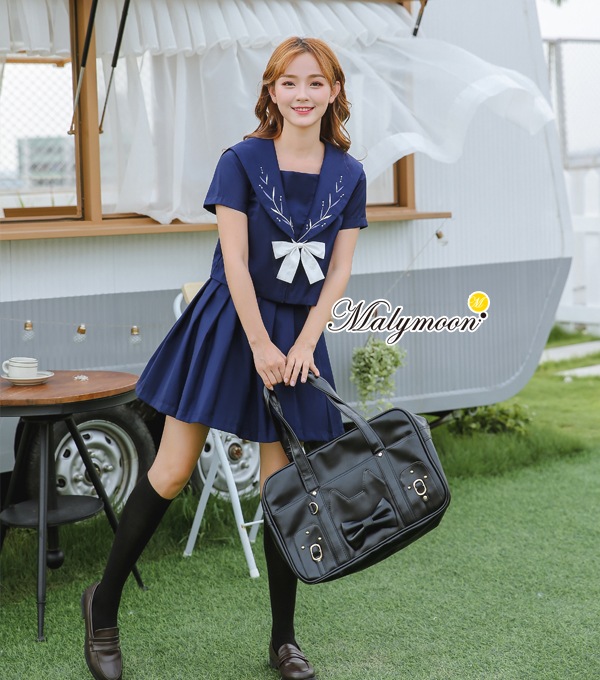 【即日発送】JK制服/半袖セーラー服女子高生（ネイビー）《ハロウィンコスプレ3点セット》【Malymoon/マリームーン】【6735】