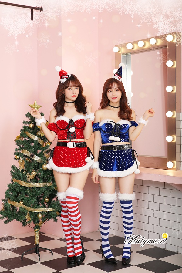 ラメドットサンタクロース2カラー《クリスマスコスプレ9点セット》【Malymoon/マリームーン】【3080-2】