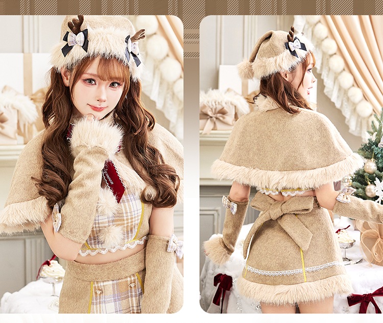【即日発送】ラテチェックケープトナカイ《クリスマスコスプレ8点セット》【Malymoon/マリームーン】【CS25062】