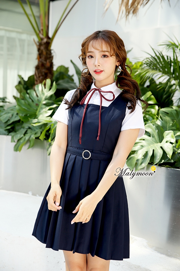 即日発送 Jk制服 紺ワンピース女子高生 半袖 長袖 赤紐リボン ハロウィンコスプレ4点セット Malymoon マリームーン 6716 全てのコスチューム All Costume 女子高生 制服 School Uniform Malymoon マリームーン オフィシャルウェブストア