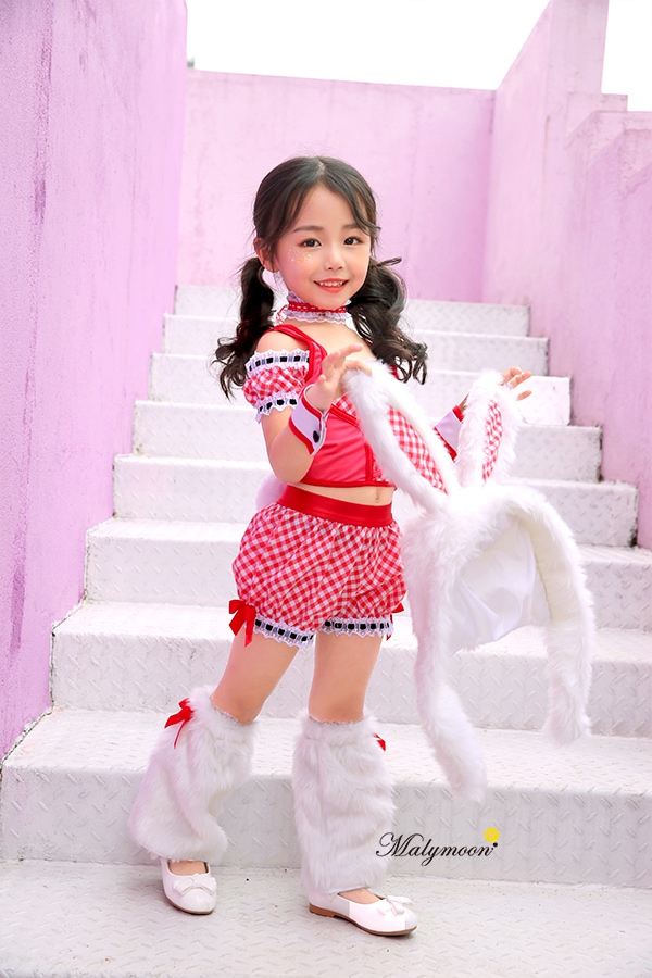 【即日発送】ふわもこバニーガールキッズ女の子用(子供衣装ギンガムチェック2カラー)《ハロウィンコスプレ6点セット》【Malymoon/マリームーン】【3521kids】