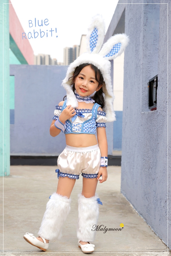 【即日発送】ふわもこバニーガールキッズ女の子用(子供衣装ギンガムチェック2カラー)《ハロウィンコスプレ6点セット》【Malymoon/マリームーン】【3521kids】