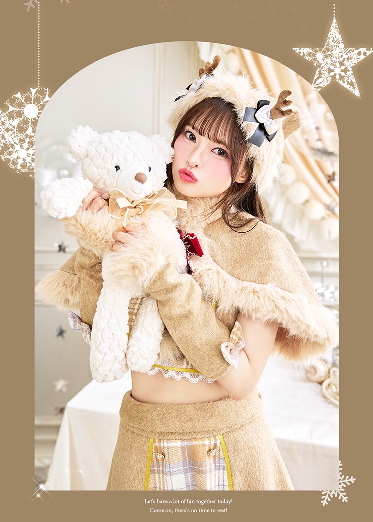 【即日発送】【藤咲凪着用】ラテチェックケープトナカイ《クリスマスコスプレ8点セット》【Malymoon/マリームーン】【CS25062-2】