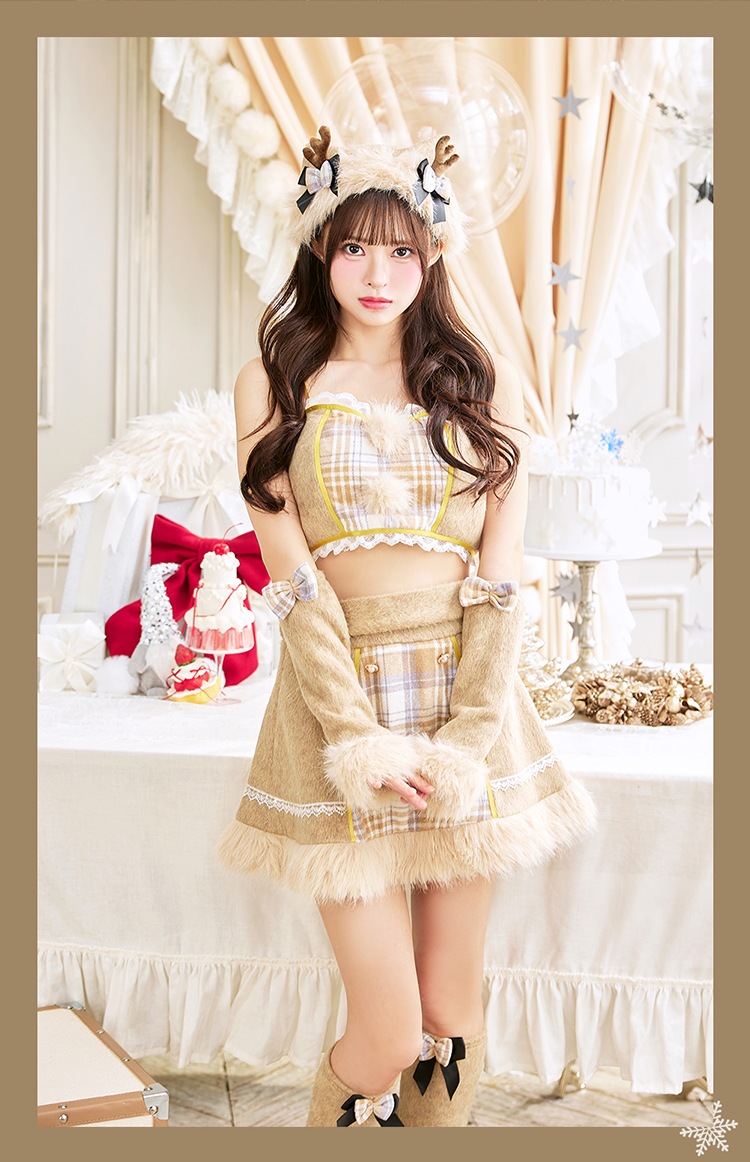 【即日発送】【藤咲凪着用】ラテチェックケープトナカイ《クリスマスコスプレ8点セット》【Malymoon/マリームーン】【CS25062-2】