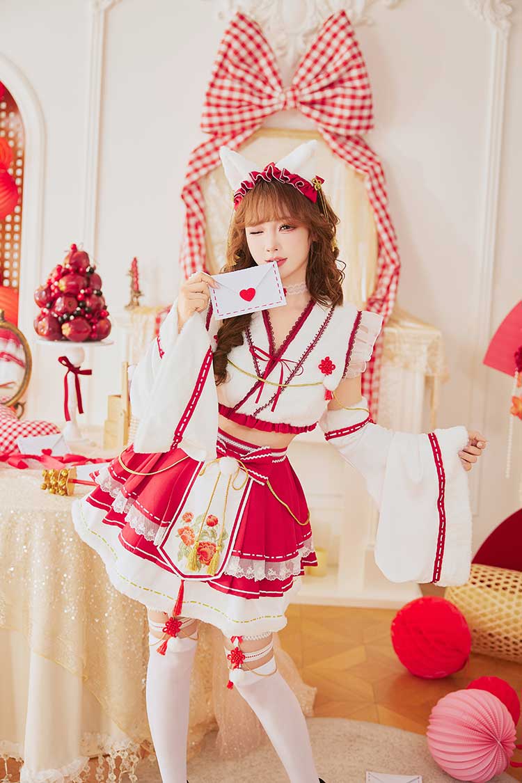 【予約-12月下旬頃より順次発送予定】ロマンティックブルーム巫女キャット《オリジナルコスプレ8点セット》【Malymoon/マリームーン】【CS25198】