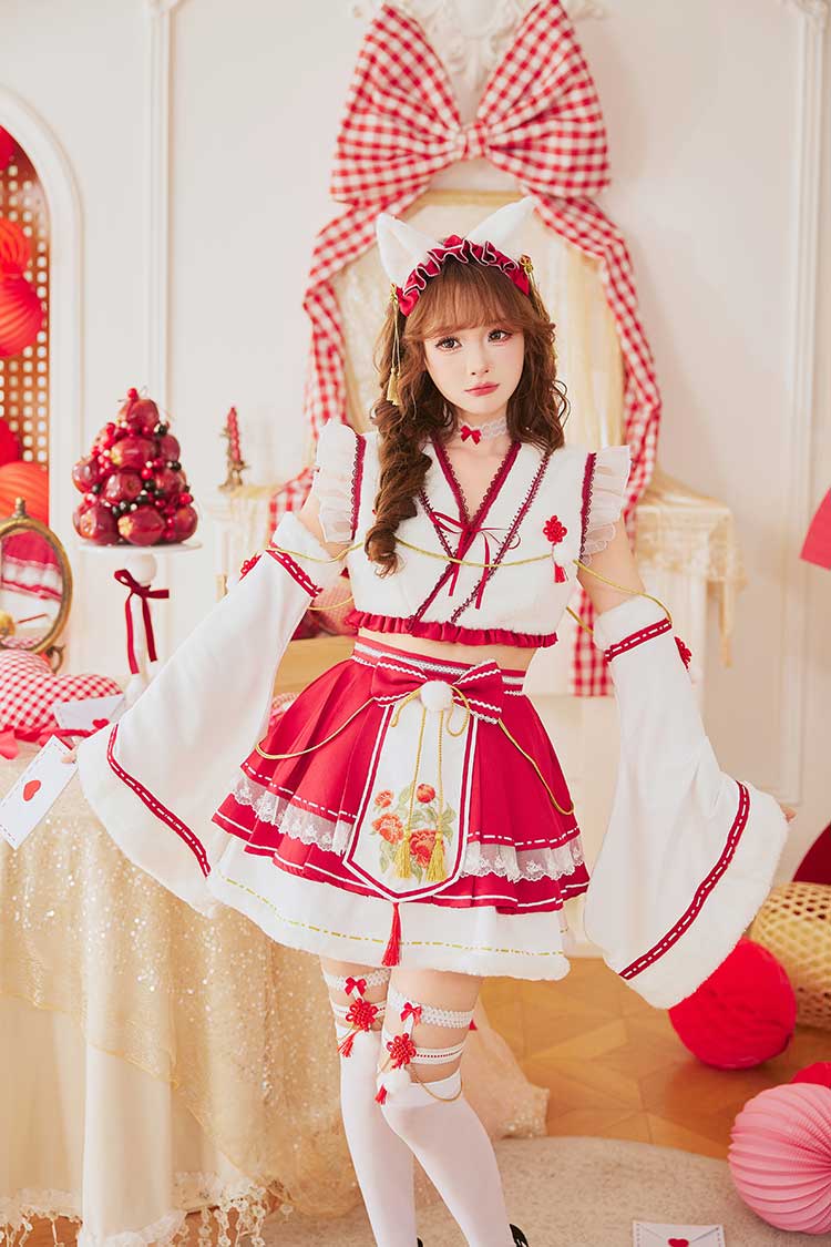 【予約-12月下旬頃より順次発送予定】ロマンティックブルーム巫女キャット《オリジナルコスプレ8点セット》【Malymoon/マリームーン】【CS25198】